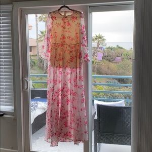 Gorgeous floral sheer overlay with short lining.